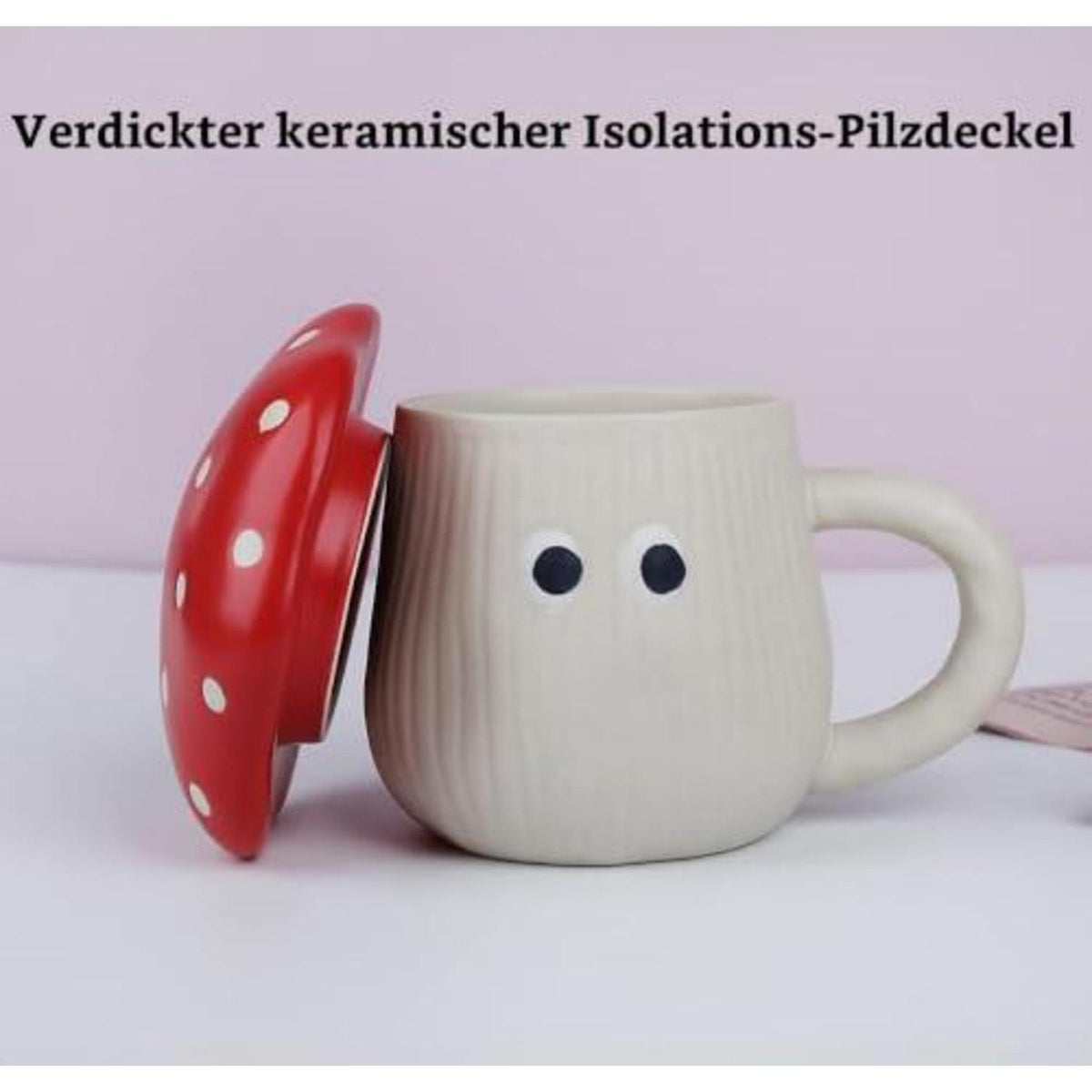 Pilzbecher mit Deckel – Handgemachte Keramiktasse 300ml