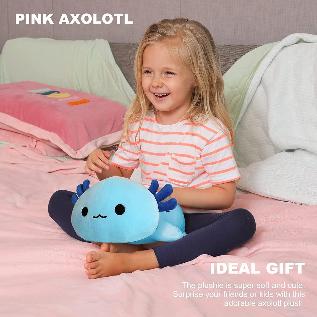 Axolotl Kuscheltier Plüschtier 33cm Blau - Kawaii Stofftier Geschenk