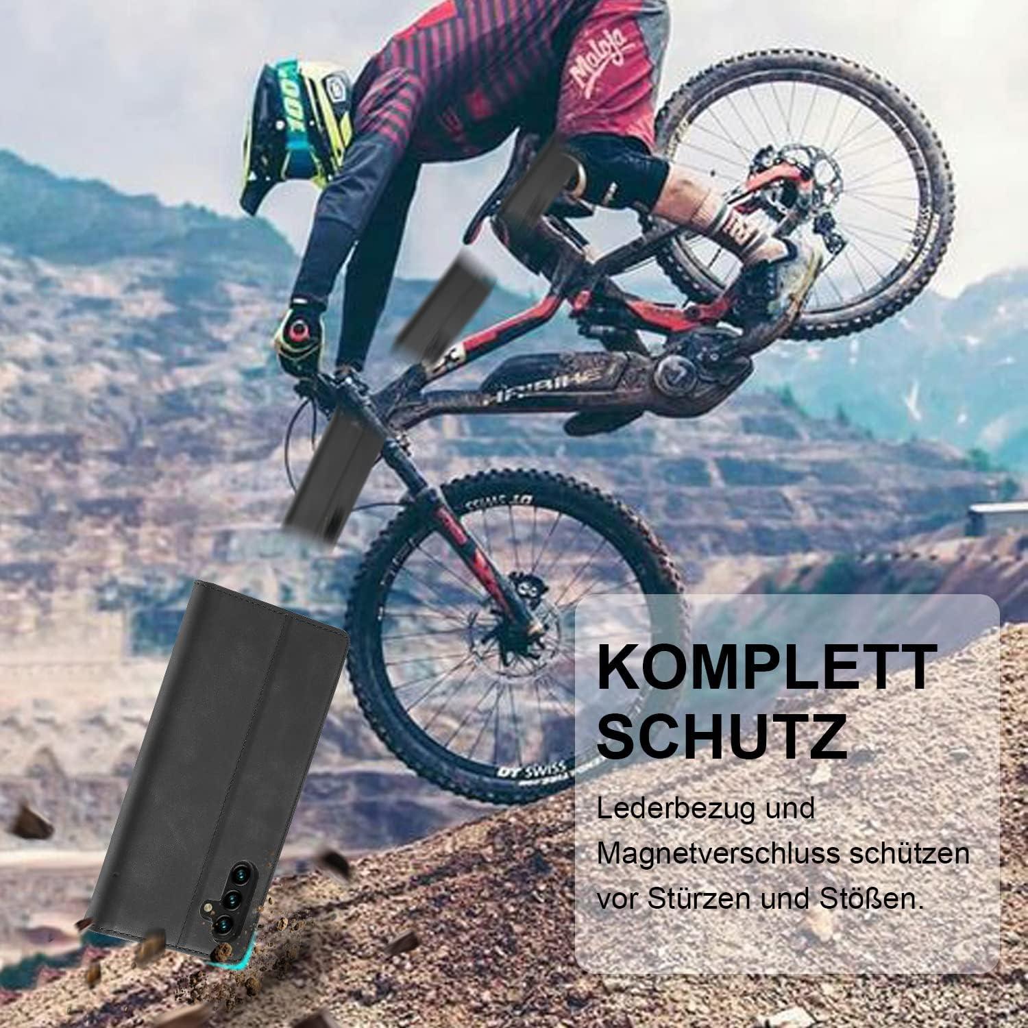 Ailicici Samsung Galaxy A14 Hülle Leder Brieftasche Schwarz
