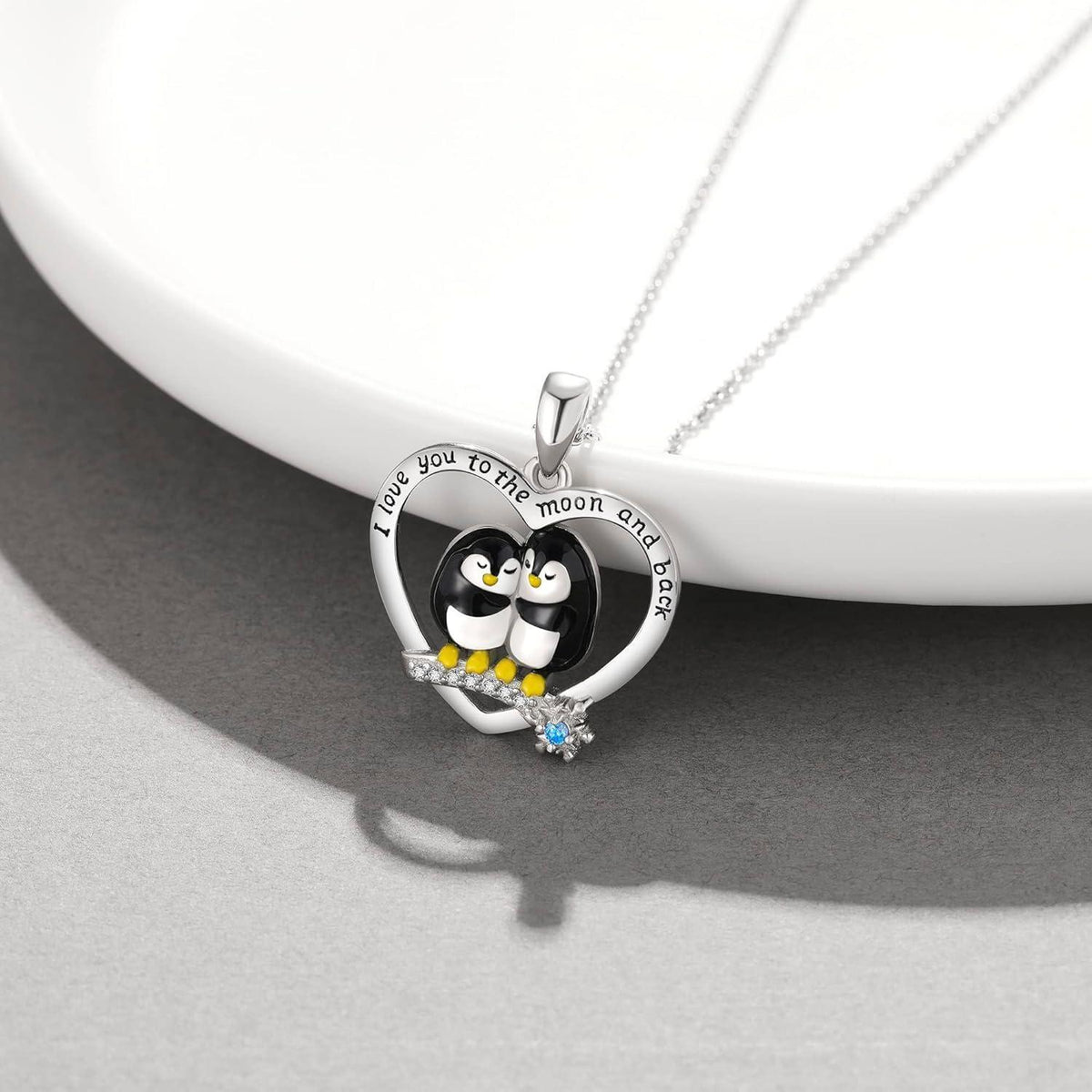 Halskette Sterling Silber Pinguin Herzform Geschenk für Frauen