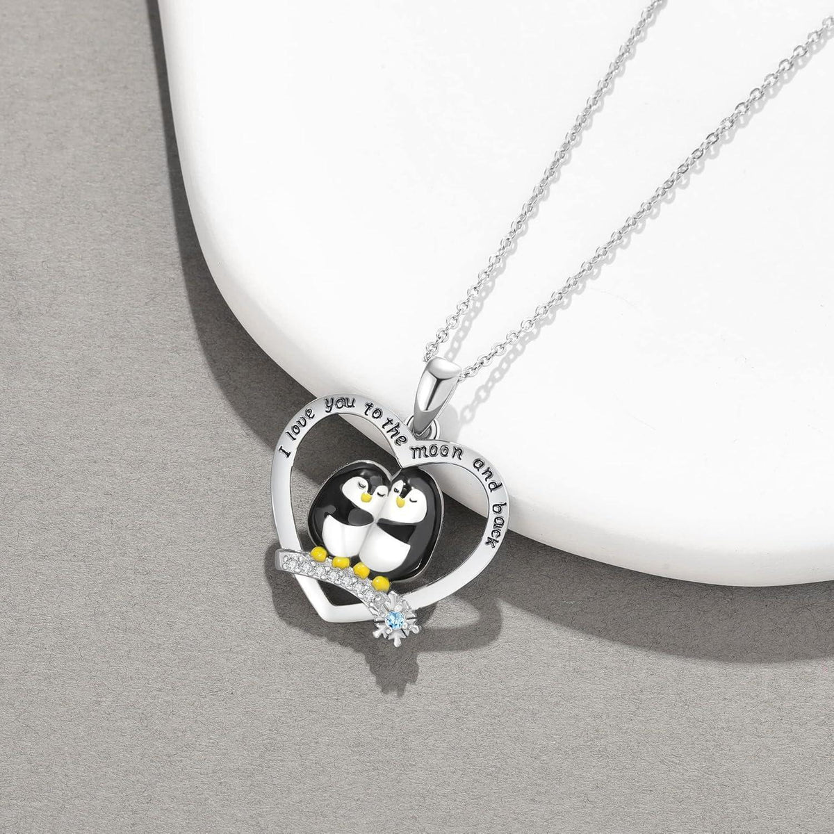 Halskette Sterling Silber Pinguin Herzform Geschenk für Frauen