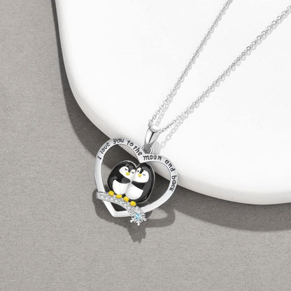 Halskette Sterling Silber Pinguin Herzform Geschenk für Frauen