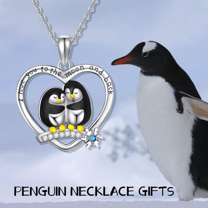 Halskette Sterling Silber Pinguin Herzform Geschenk für Frauen