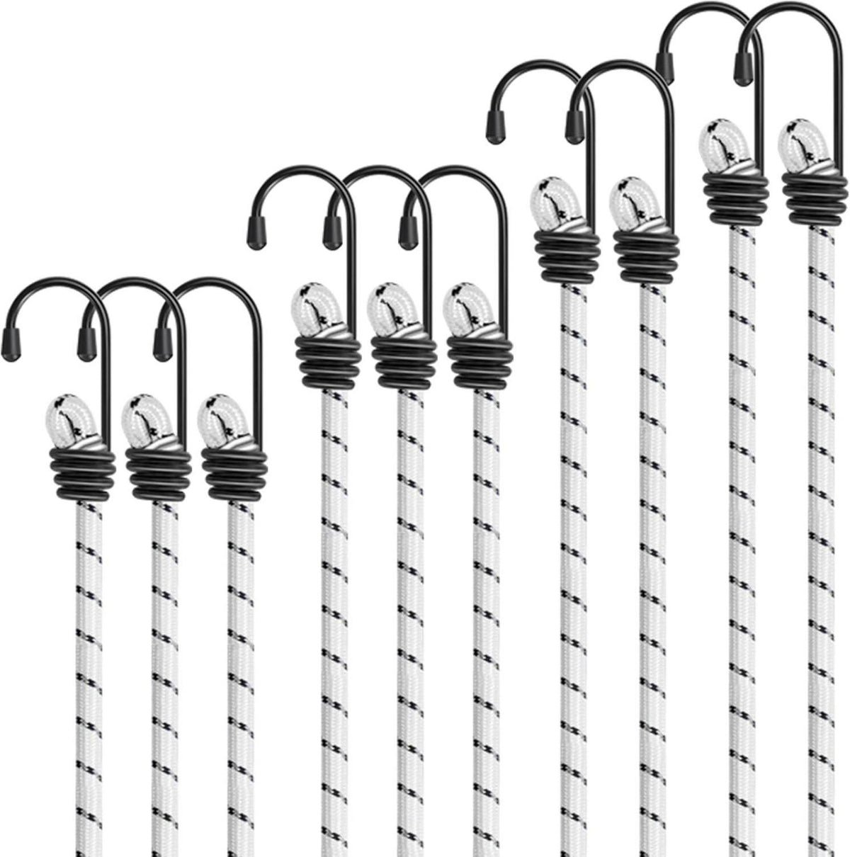 Hochleistungs-Bungee-Seile mit Haken, 100cm, 10er-Packung
