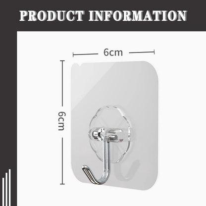 50x Selbstklebende Haken Transparent – Wandhaken für Küche & Bad