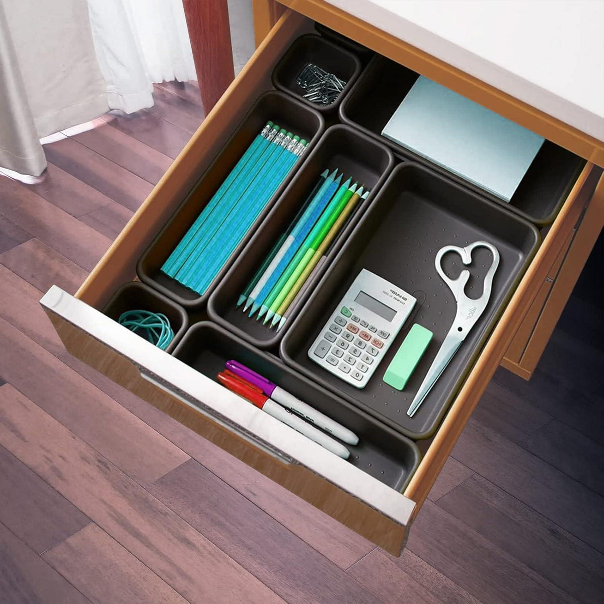 Schubladen Einlagen Trennsystem Schwarz Organizer Set Utensilien