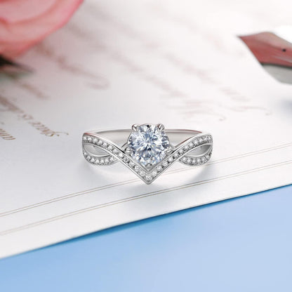 MomentWish Moissainte Verlobungsring Damen 1 Karat Silber 925 Personalisiertes Valentinstag Geschenk