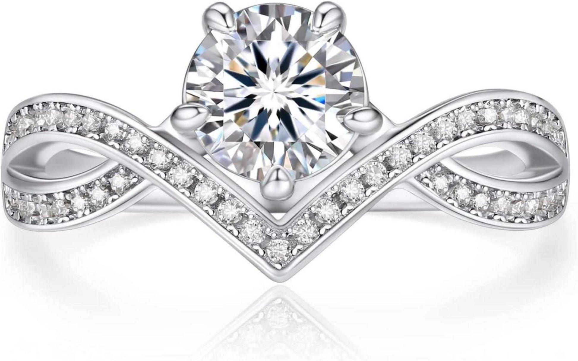 Moissanite Verlobungsring Silber 925 1 Karat Kronenform mit