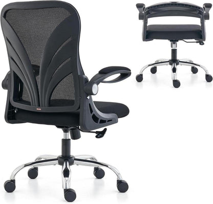 Ergonomischer Bürostuhl Schwarz mit 52 cm Sitz und Klappfunktion