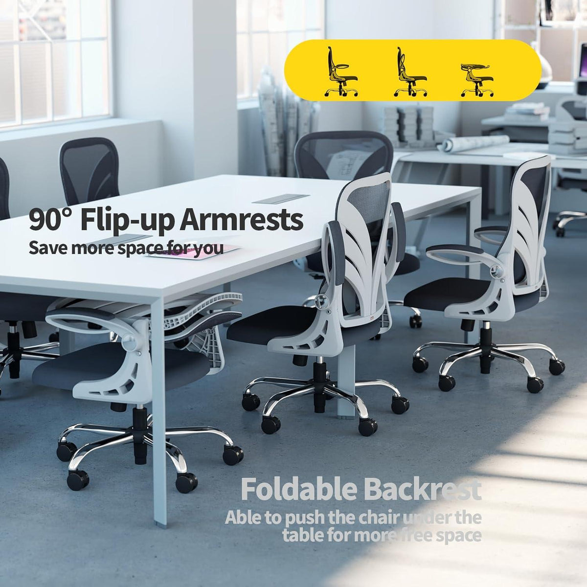 Ergonomischer Bürostuhl mit Klappbarer Rückenlehne und Mesh