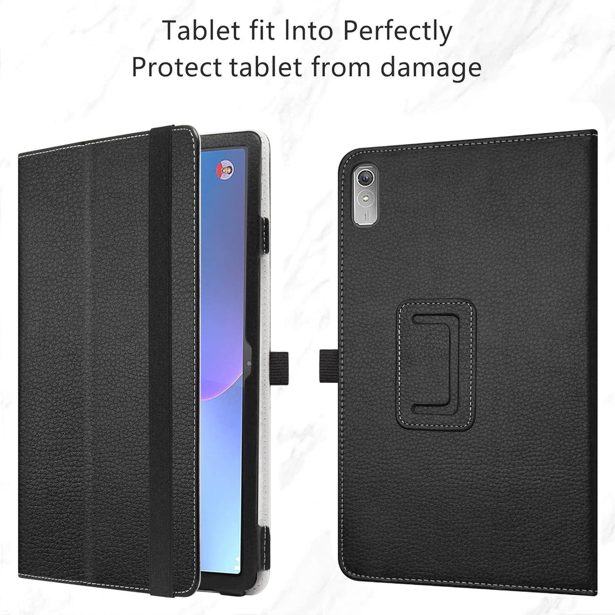 Schwarze Hülle für Lenovo Tab P11 Pro 11.2 Zoll Tablet, PU Leder Tasche Case mit Ständer