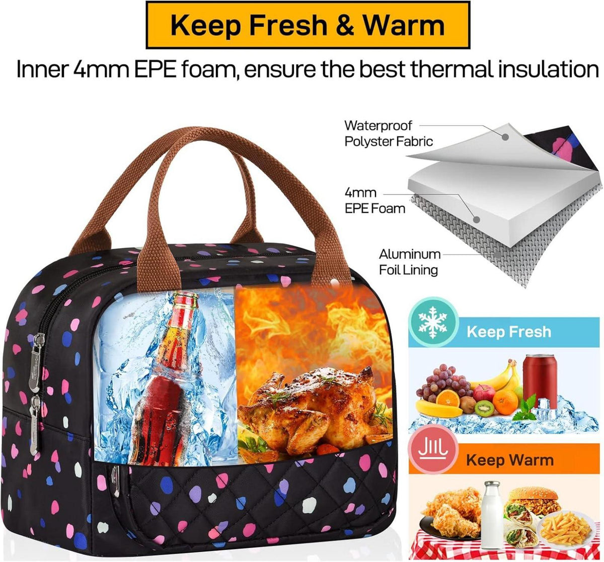 Isolierte Lunchtasche für Frauen Männer Arbeit Kühltasche