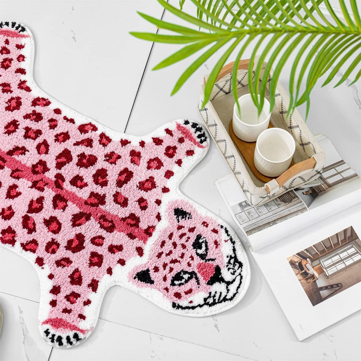 Rutschfeste Badematte Leoparden-Design Rosa - Weich & Kuschelig