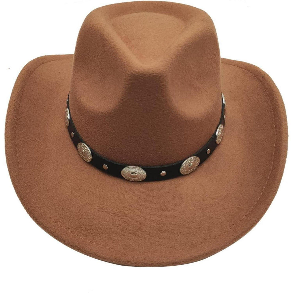 Cowboyhut mit Band und Metallakzenten in Lederoptik