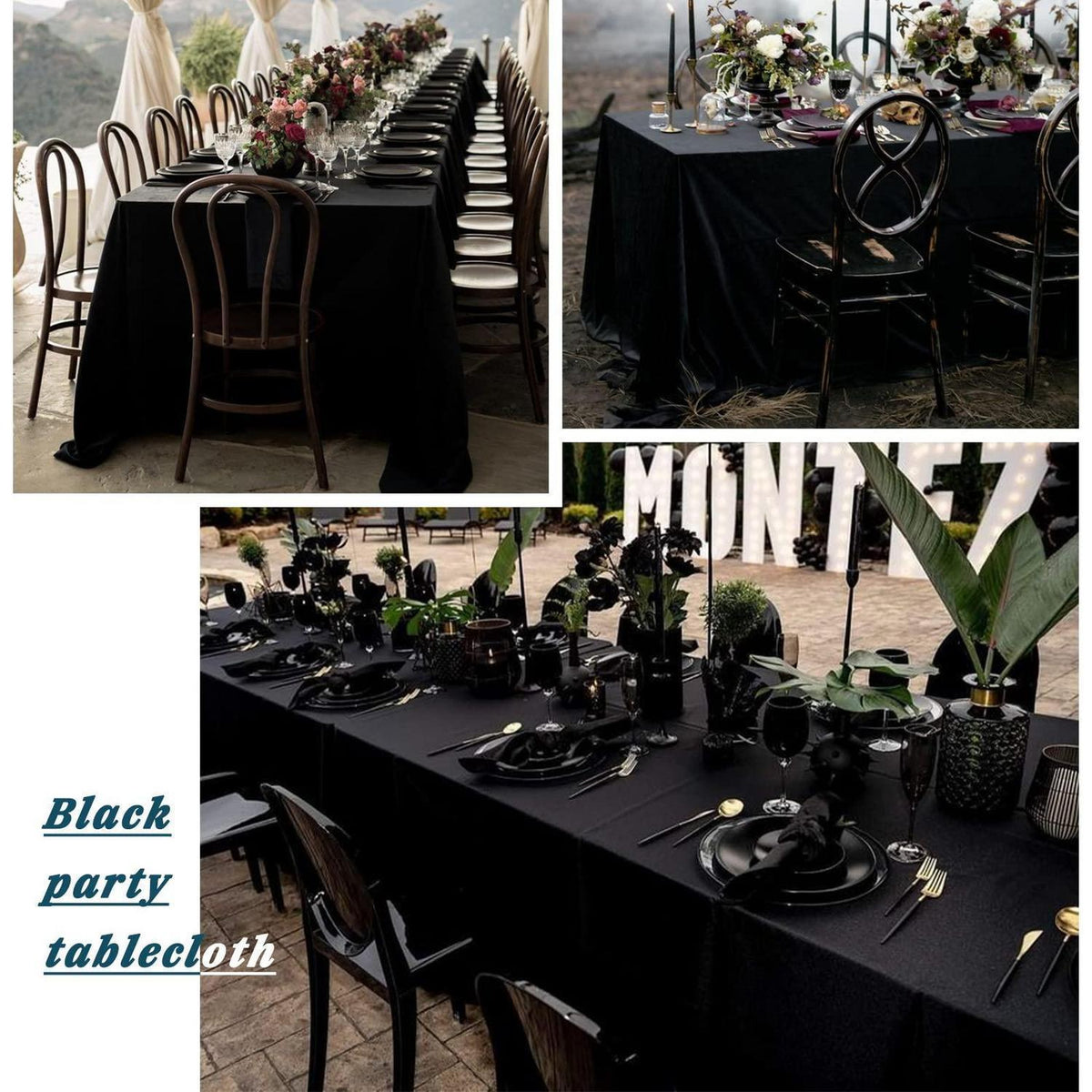 Schwarze Tischdecken 10er-Pack – 2,4m Rechteckig für Party & Hochzeit