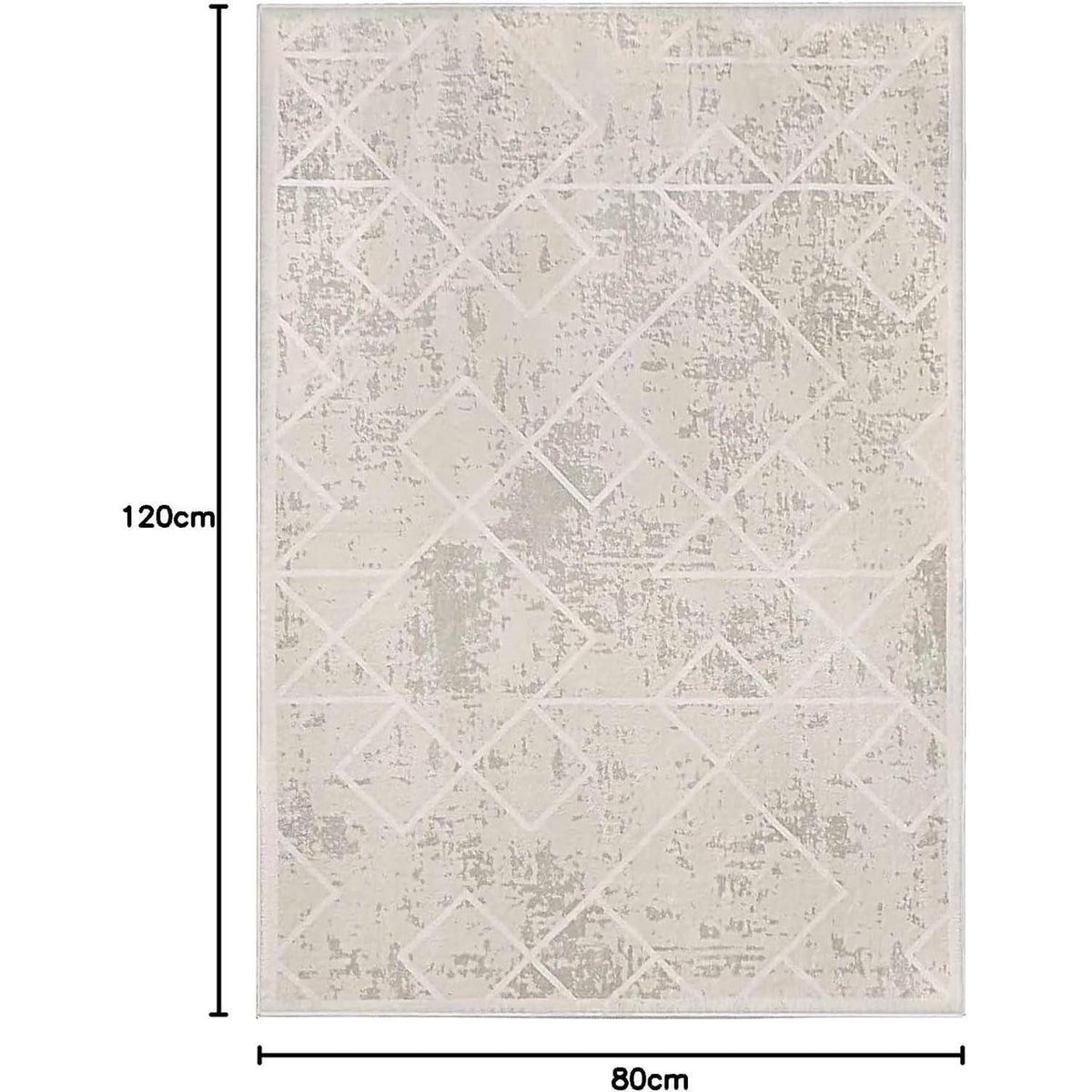Moderner Kurzflorteppich 160x200cm Elfenbein Geometrisch