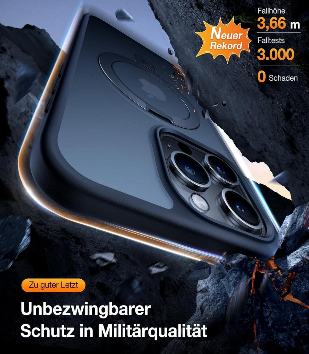 iPhone 13 Pro Hülle MagSafe Schwarz Stoßfest Militärischer Schutz