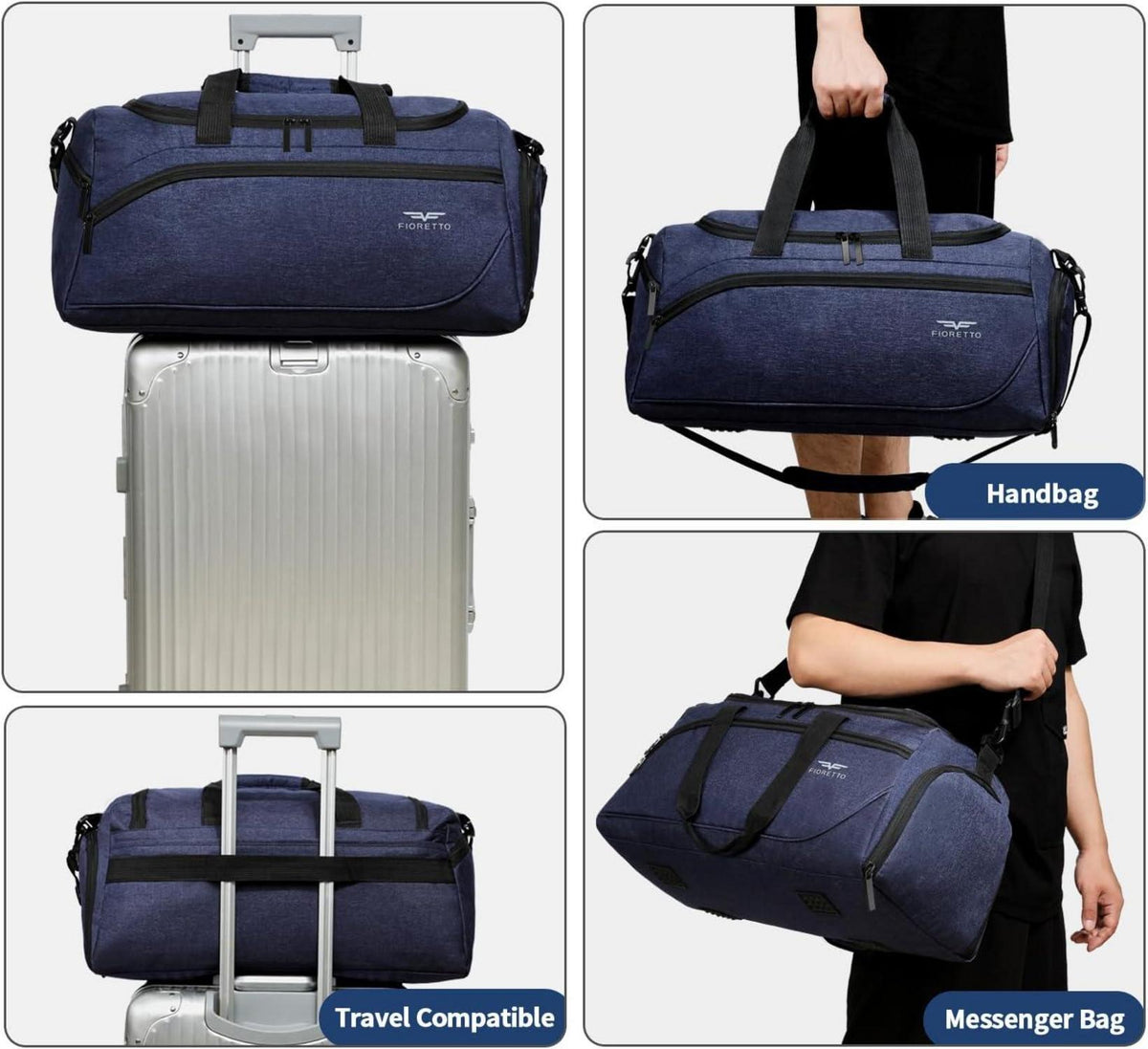 35L Sporttasche mit Schuhfach und Nassfach, wasserdichte Reisetasche Navy Blau