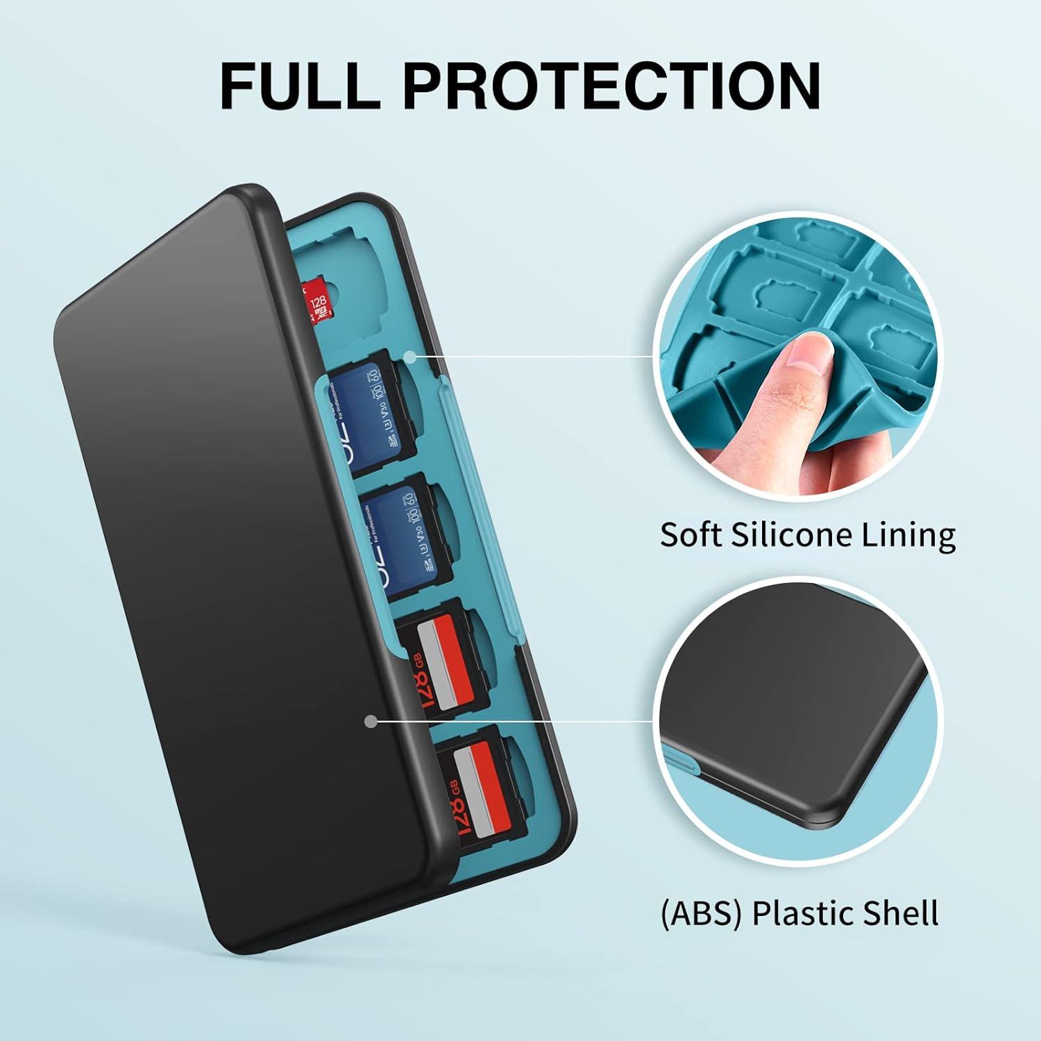 Speicherkarten Etui für SD Micro SD Karten Aufbewahrung 40 Steckplätze - Schwarz
