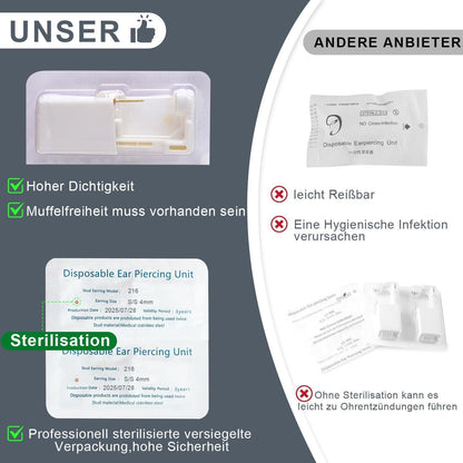 Ohrlochstechpistolen Set 6 Stück, Steril & Sicher, Schmerzfrei