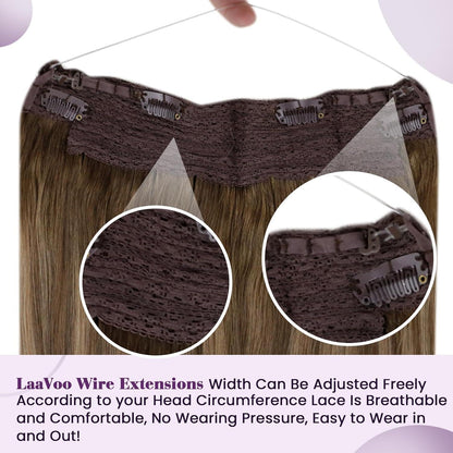 Echthaar Verlängerung Draht Balayage Braun Ombre Goldblond