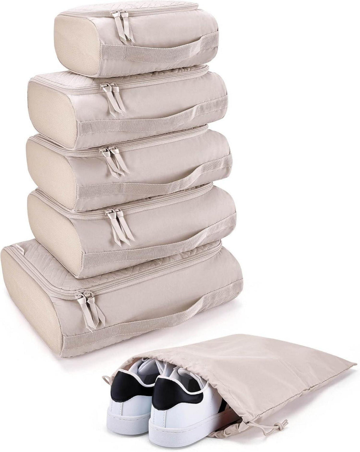 Packing Cubes Set Reisen Koffer Organize Beige Unterwäsche Organizer