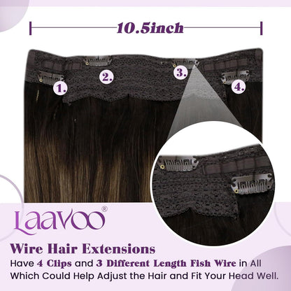 Echthaar Balayage Wire Extensions Ombre Braun 45cm