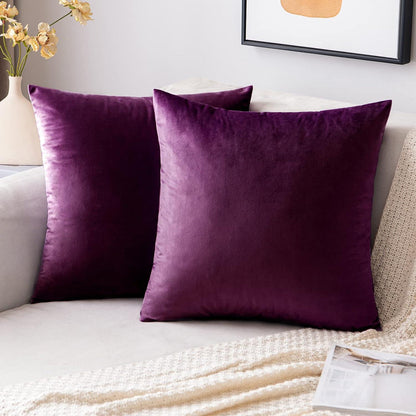 Samtkissenbezug 50x50 cm Aubergine Lila 2er Set