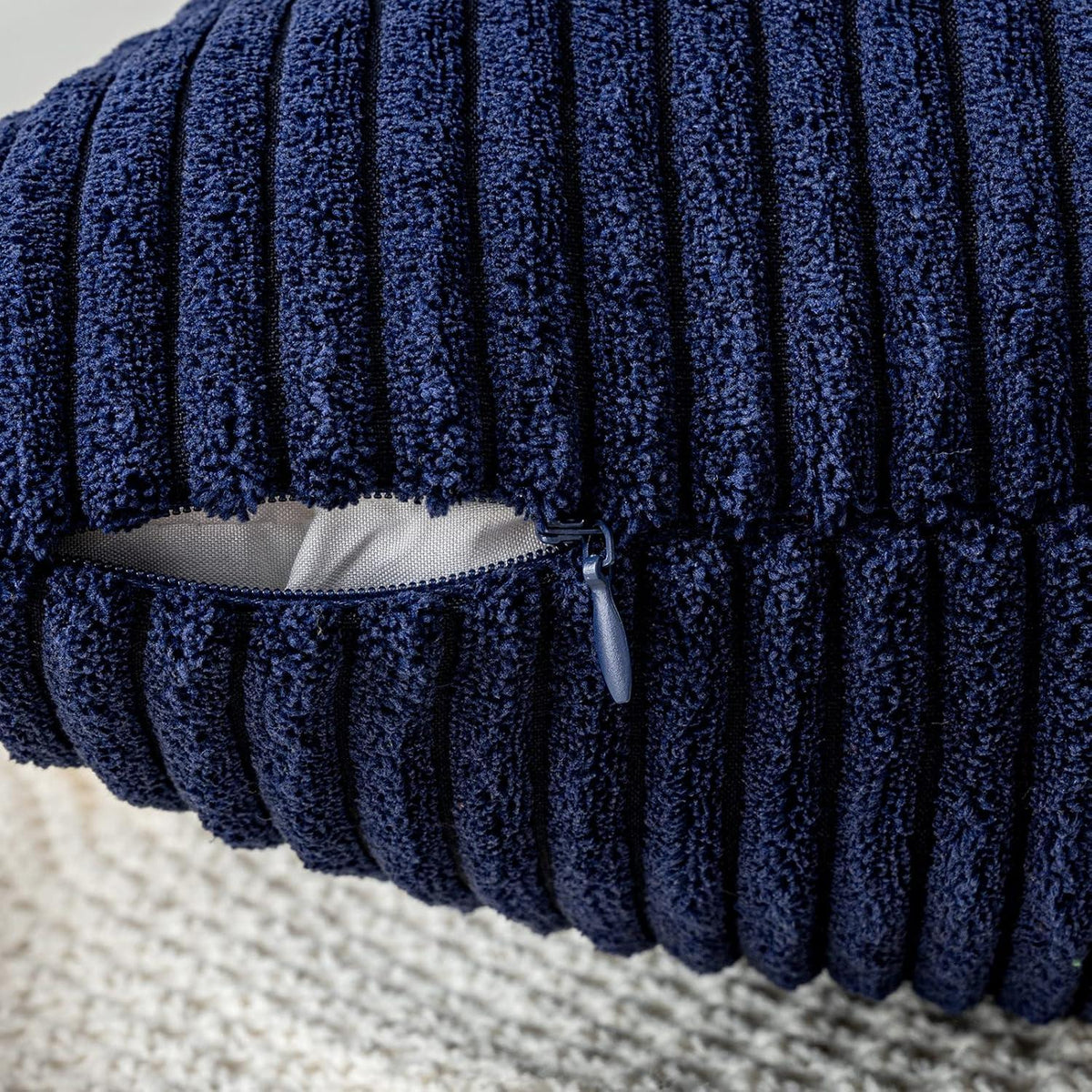 Kordsamt Kissenbezug Dekorative Zierkissen 40x40cm Navy Blau