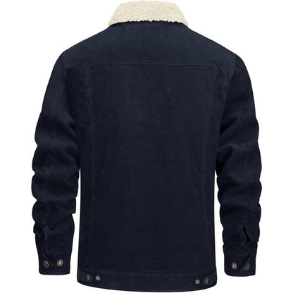 Herren Cordjacke mit Teddyfell-Kragen Navy XL