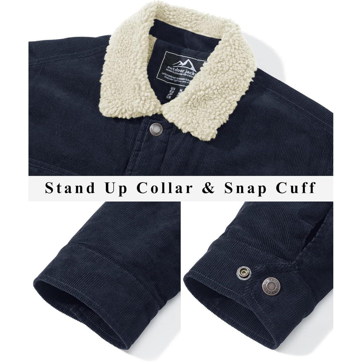 Herren Cordjacke mit Teddyfell-Kragen Navy XL