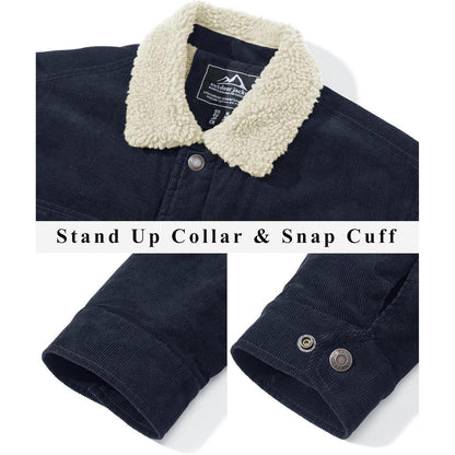 Herren Cordjacke mit Teddyfell-Kragen Navy XL