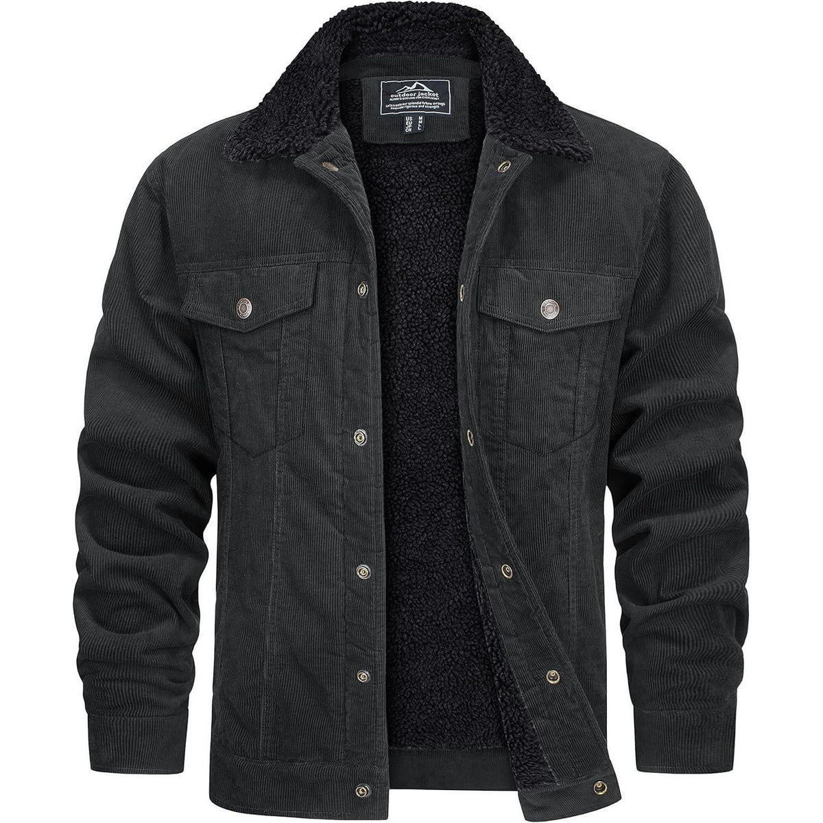 Herren Cordjacke gefüttert mit Teddyfell - Dunkelgrau