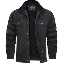 Herren Cordjacke gefüttert mit Teddyfell - Dunkelgrau
