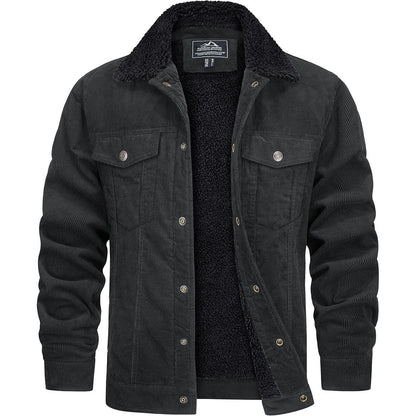 Herren Cordjacke gefüttert mit Teddyfell - Dunkelgrau