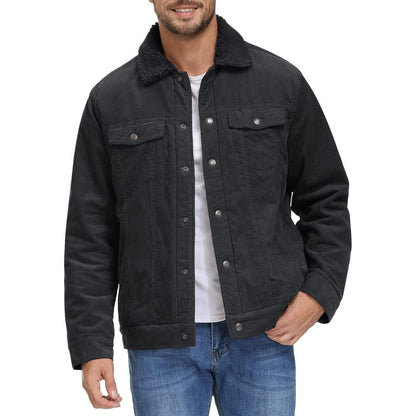Herren Cordjacke gefüttert mit Teddyfell - Dunkelgrau