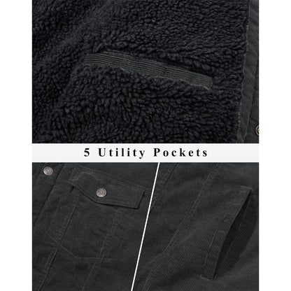 Herren Cordjacke gefüttert mit Teddyfell - Dunkelgrau
