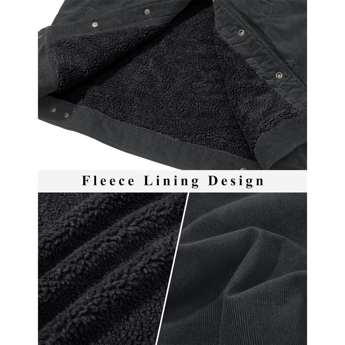 Herren Cordjacke gefüttert mit Teddyfell - Dunkelgrau