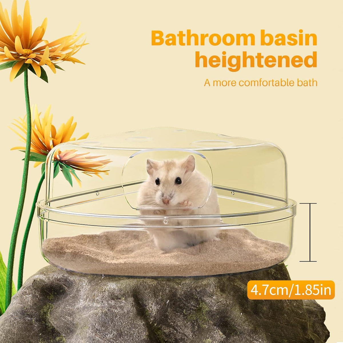 Transparentes Hamster Sandbad für Chinchilla & Hamster, 18x14x9cm