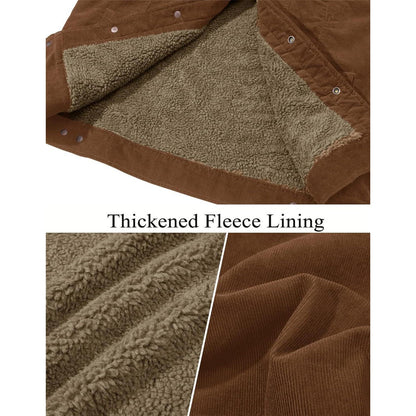 Herren Cordjacke mit Teddyfell-Kragen Braun