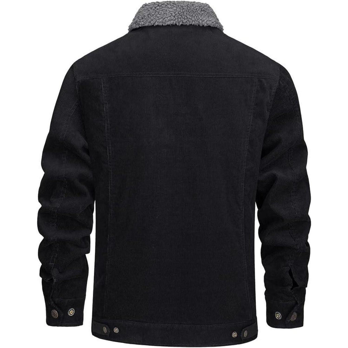 Herren Cordjacke gefüttert mit Teddyfell – Warme Übergangsjacke Schwarz