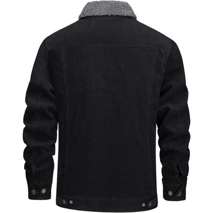 Herren Cordjacke mit Teddyfell-Kragen L Schwarz