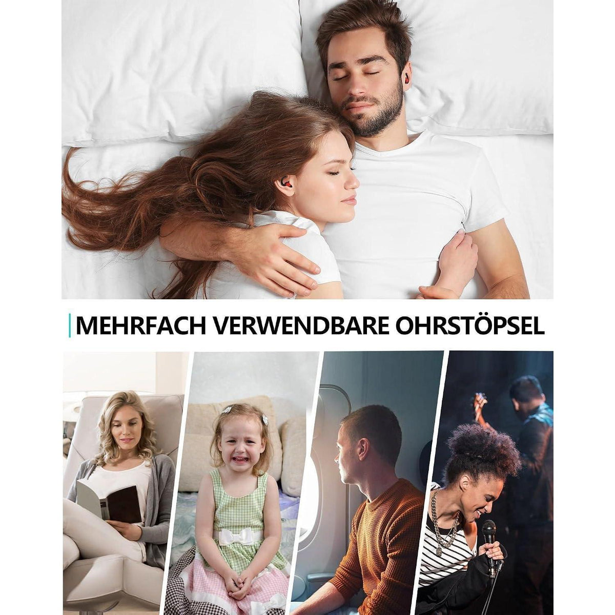 Schlaf-Ohrstöpsel Silikon - Geräuschreduzierung S/L