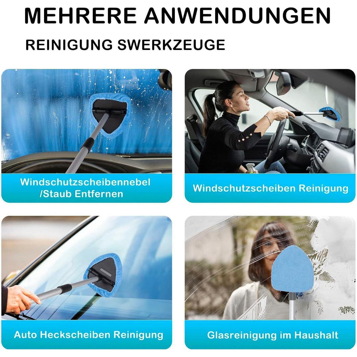 Verbesserter Autoscheiben Innenreiniger Set mit Verlängerung