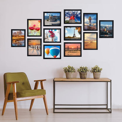 Bilderrahmen Set 20x25 cm 12er Collage Beige Holzmaserung