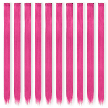 Bunte Haarverlängerung Rose Clip-in | Synthetik Haarteil 55cm