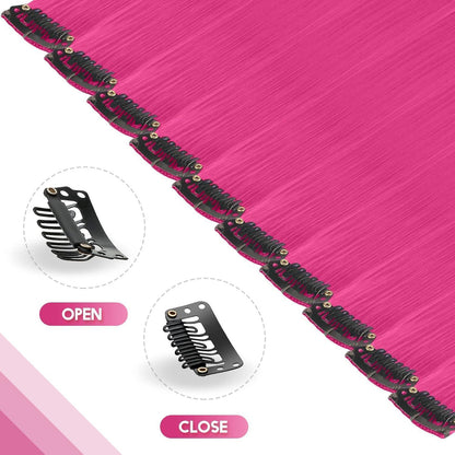 Bunte Haarverlängerung Rose Clip-in | Synthetik Haarteil 55cm