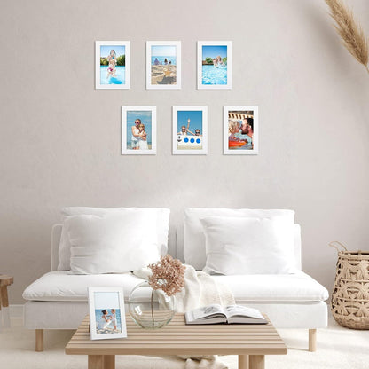 Bilderrahmen 7er Set 10x15cm Moderne Weiß Fotorahmen Set
