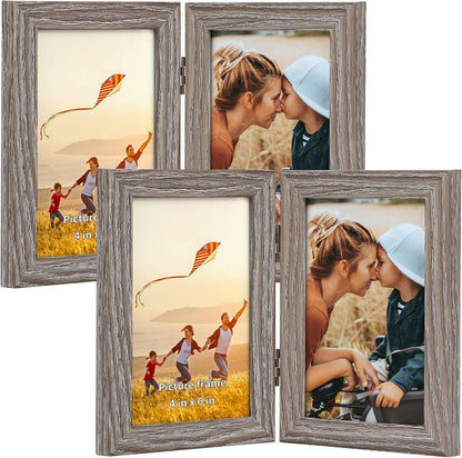 Doppelter Bilderrahmen 10x15 cm, Klappbarer Fotorahmen für 2