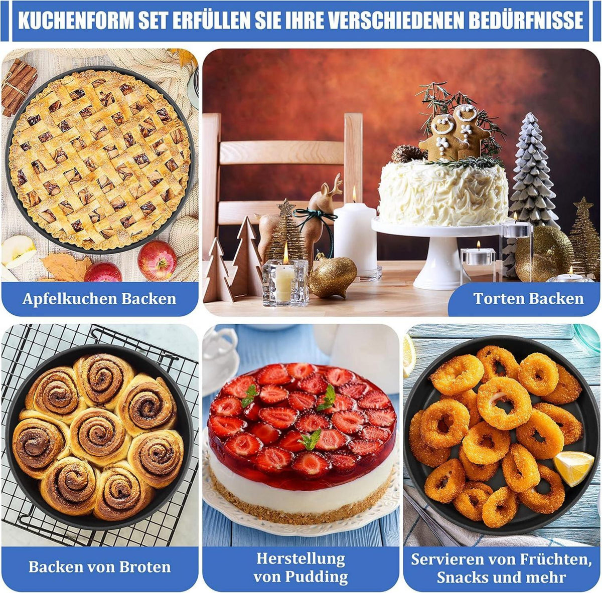 Homikit 20cm Edelstahl Backform Set Antihaft Rund Tortenform